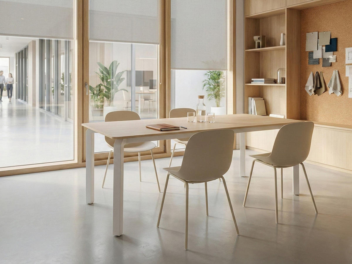 KONFERENZTISCH 90/180 cm Stein Travertinoptik Feletto - Beige, Stein (180/90/76cm) - Beliani
