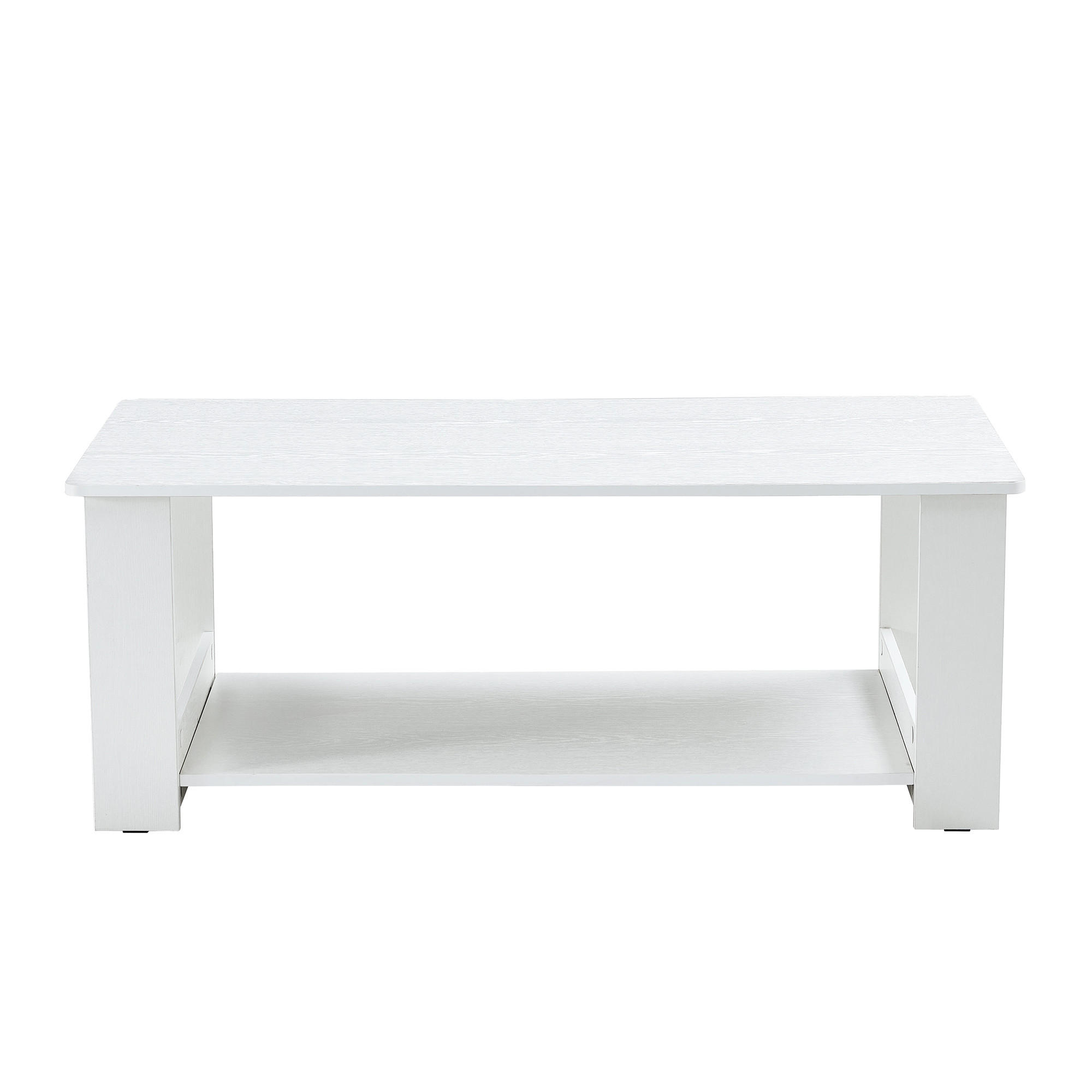 COUCHTISCH DE-138 Weiß mit Holzmaserung - Weiß, Holzwerkstoff (50/110/42cm) - ComfortXL