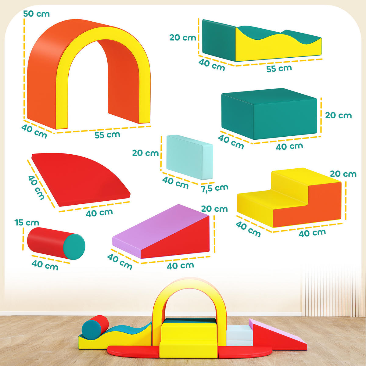 MOTORIKSPIEL DE-18216 10-teilig, EPE-Schaum mit PU-Bezug Bunt - Multicolor, Kunststoff (82/70/152cm) - ComfortXL