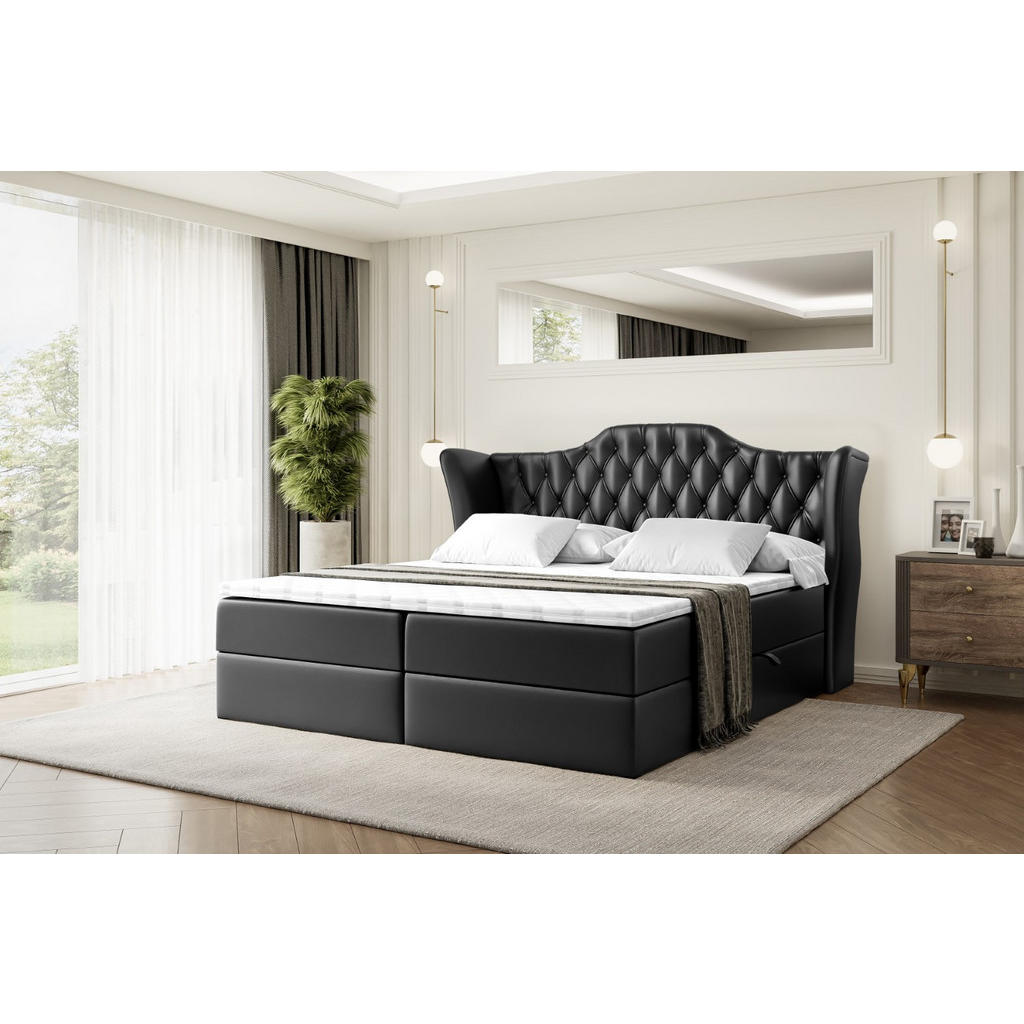 Thumbnail - Altdecor Boxbett, Schwarz Hochglanz, Holzwerkstoff, Höhe ca. 20 cm, 180x200 cm, Schlafzimmer, Betten, Boxspringbetten