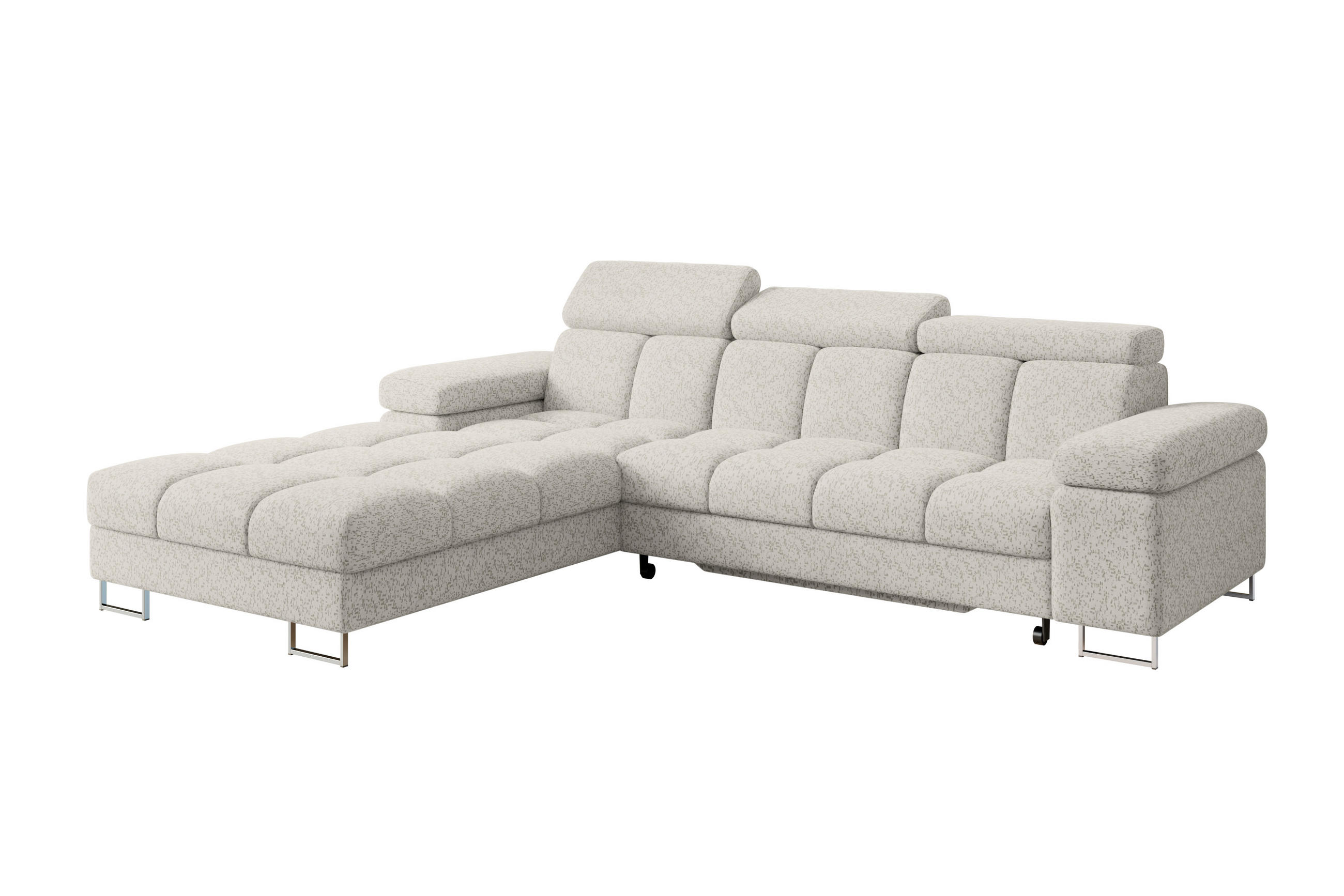 ECKSOFA mit Schlaffunktion Ottomane Links COMA L 271x203x79 Hellgrau Tissu - Hellgrau, Holzwerkstoff/Textil (271/203cm) - ALTDECOR