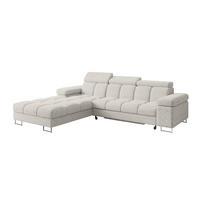 ECKSOFA mit Schlaffunktion Ottomane Links COMA L 271x203x79 Hellgrau Tissu - Hellgrau, Holzwerkstoff/Textil (271/203cm) - ALTDECOR