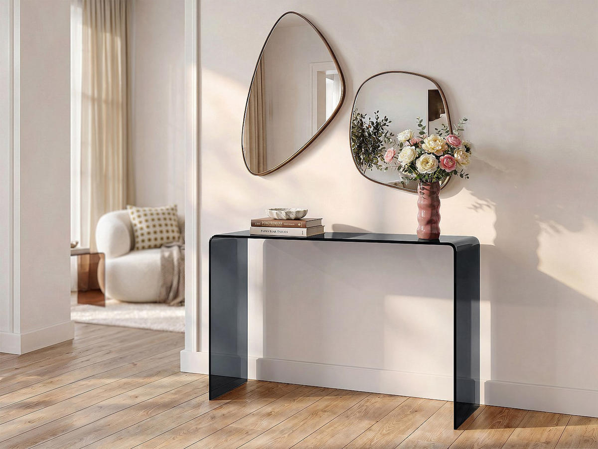 KONSOLENTISCH - 110 cm x 35 cm - glas - transparent, schwarz Alonzo - Transparent/Schwarz, Glas (35/110/75cm) - Vente-Unique