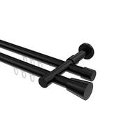 INNENLAUF-GARDINENSTANGEN-SET Prestige Sitra 520 cm (geteilt in 4 x 130 cm), 2-läufig, 20 mm Ø Schwarz - Schwarz, Metall (520cm) - INTERDECO