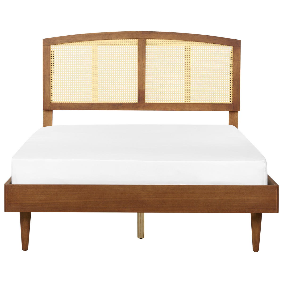BETT mit Lattenrost 140/200 cm Gummibaumholz Braun Varzy - Braun, Holz (140/200cm) - Beliani