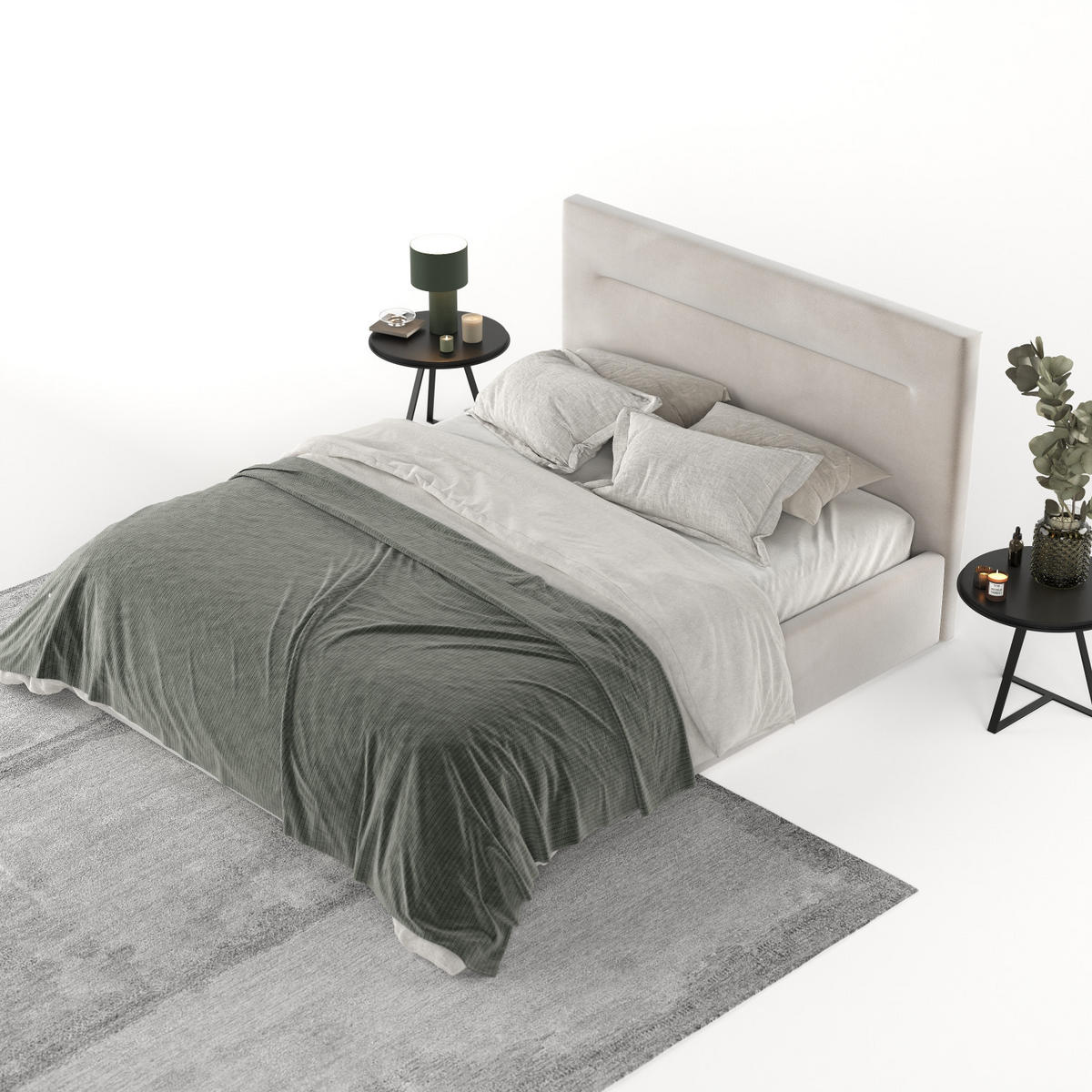 POLSTERBETT Liline 160/200 cm Hellbeige im Paros Stoff - Beige/Schwarz, Holz/Holzwerkstoff (160/200cm) - AltaBeds