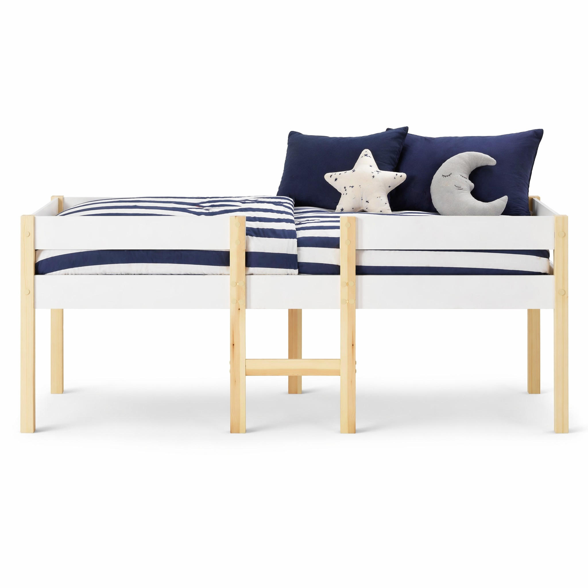 HOCHBETT 90/200 cm in Weiß Kinderbett mit 2 Schubladen und Rausfallschutz - Weiß/Naturfarben, Holzwerkstoff (90/200cm) - STILVORA