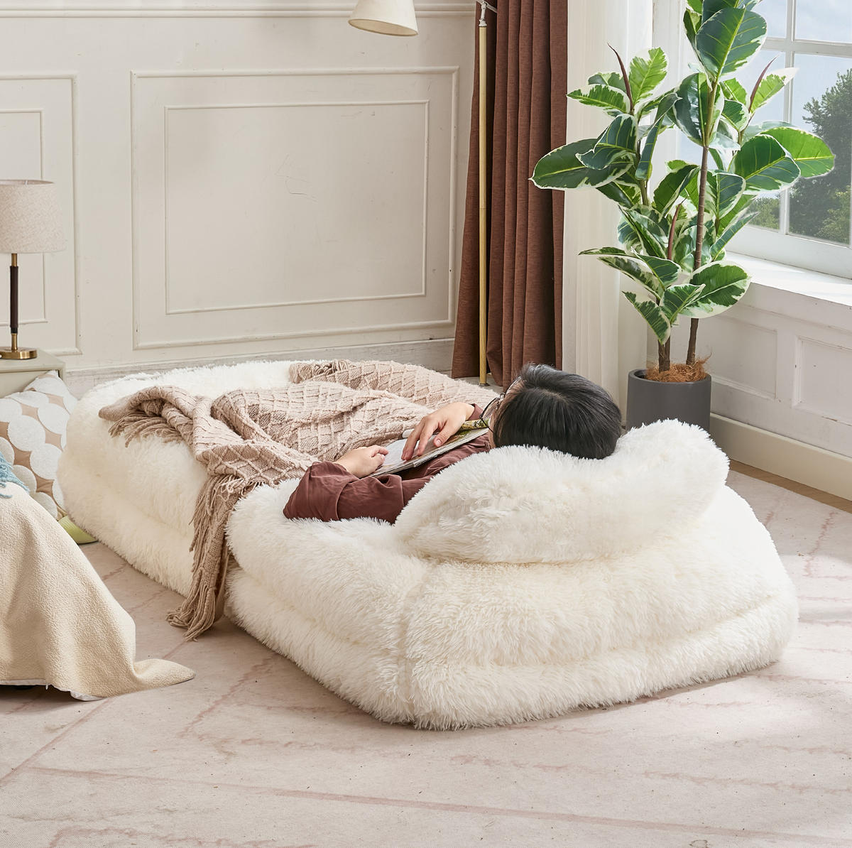 BODENSOFA mit 5-fach verstellbarer Rückenlehne 102 x 89 x 88 cm Beige - Beige, Kunststoff (89/88/102cm) - Beauniv