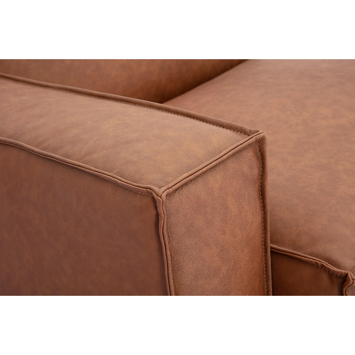 ECKMODUL Links Braun Leder SPLIT - Braun, Textil (101/70.5/101cm) - Miliboo