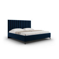 BETT mit Bettkasten und Kopfteil Allison aus Samt königsblau 160x200cm - Dunkelblau, Textil (160/200cm) - Micadoni