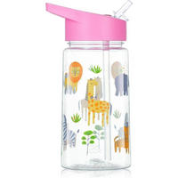 KINDER Trinkflasche mit Strohhalm 450 ml Rosa Tiere - Multicolor, Kunststoff (7.5/7.5cm)