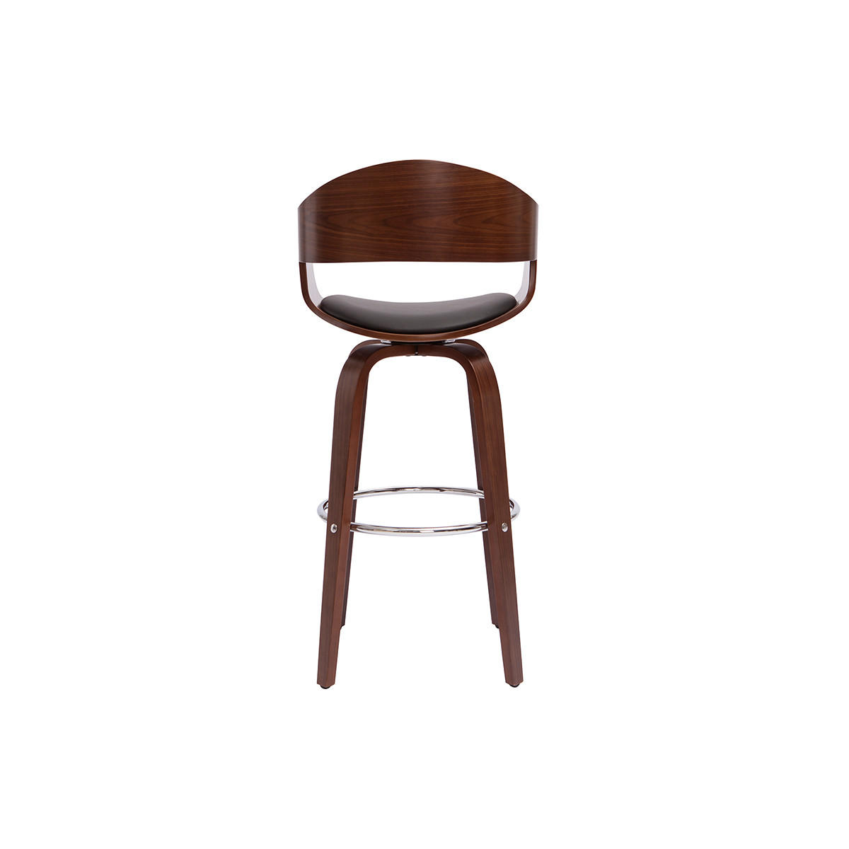 BARHOCKER Drehbar Schwarz Dunkles Holz H67 cm GAO - Walnussfarben, Textil (55/96/55cm) - Miliboo