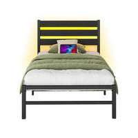 METALLBETT 90x200 cm LED USB Stauraum - Schwarz, Holzwerkstoff (90/200cm) - LEBENLANG