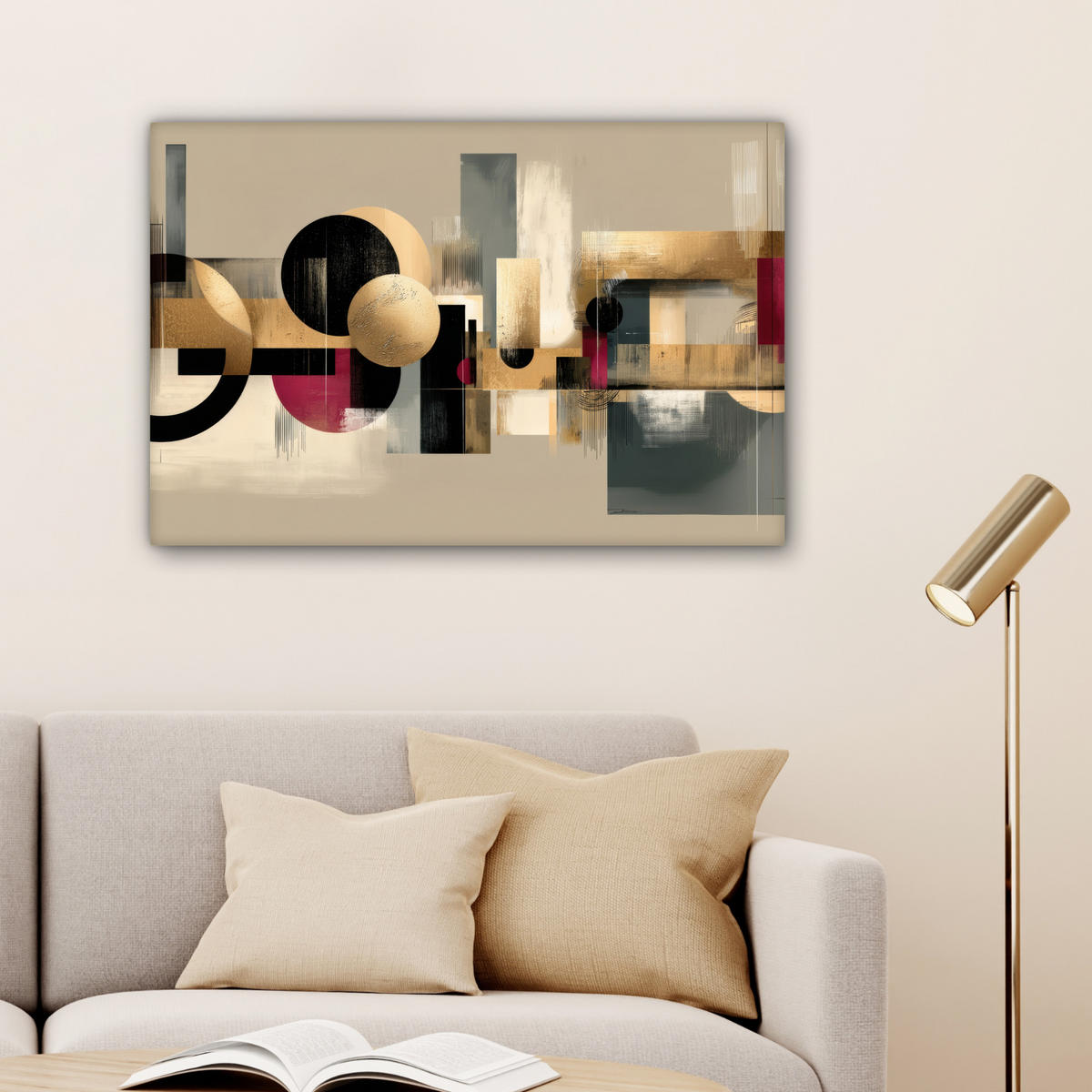 LEINWANDBILD Abstrakt - Formen - Beige - Texturen Gemälde 60x40 cm - Beige, Textil (60/40cm) - MuchoWow