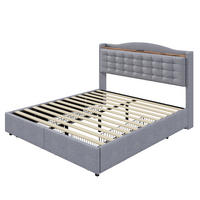 BETT grau 200/146/110 cm - Grau, Textil/Metall (140/200cm) - Urban Meuble