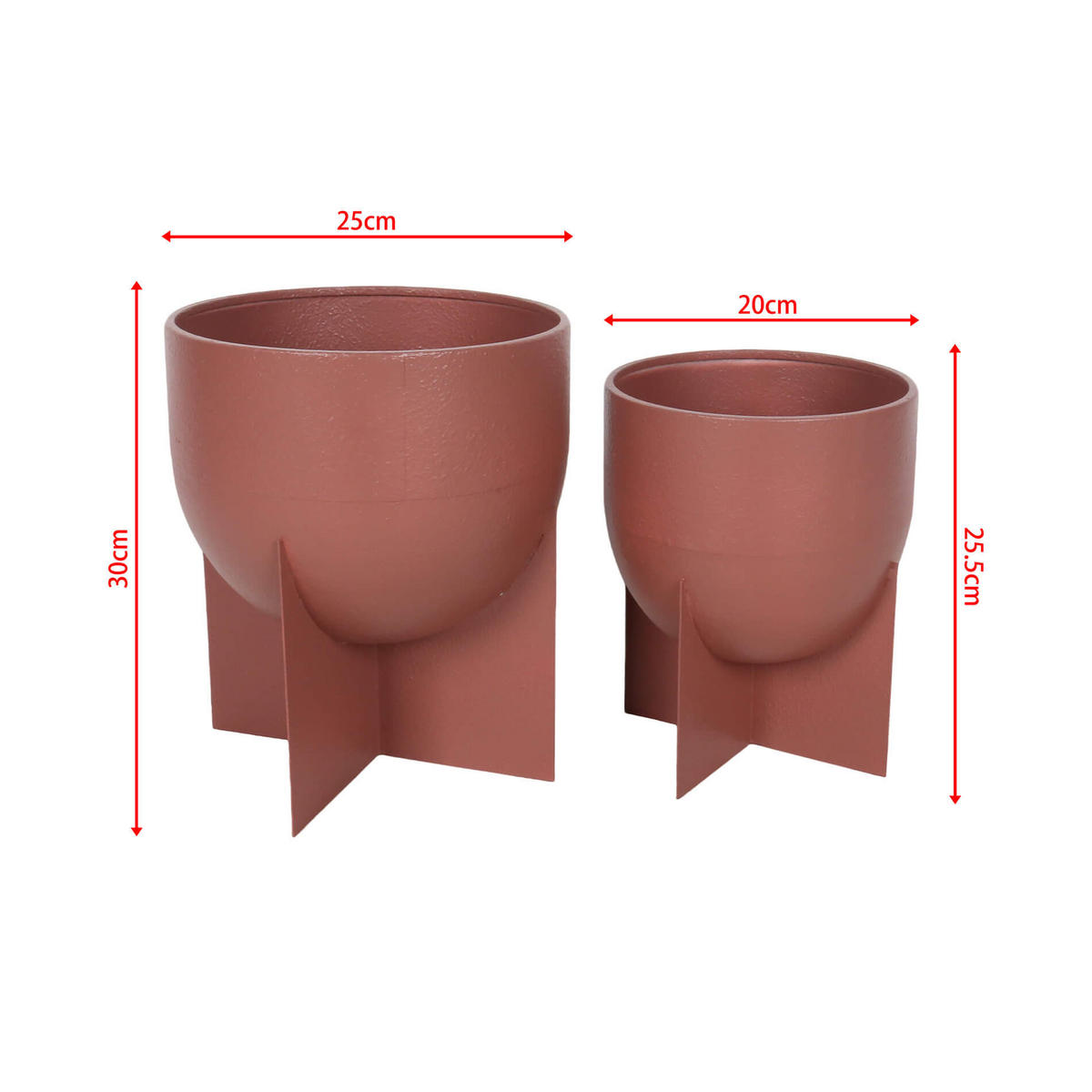 BLUMENTOPFEN Mocha Braun 30x25x25 2er-Set - Braun, Metall (30cm) - Mobili Rebecca