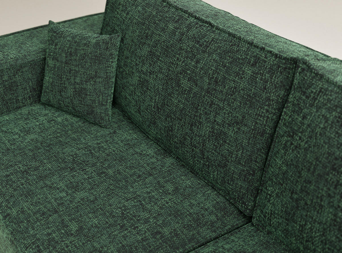 ECKSOFA MIT SCHLAFFUNKTION Tonga Dunkelgrün Chenille-Stoff - Dunkelgrün/Schwarz, Holz/Holzwerkstoff (255/105cm) - Maison de Reve