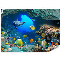 FOTOTAPETE für Badezimmer Unterwasser Korallenriffe Fische 250x175 - Türkis/Blau, Papier (250/175cm) - Muralo