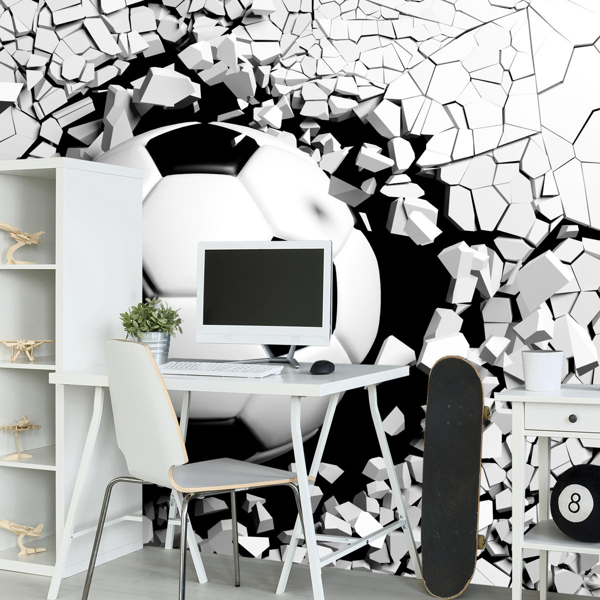 FOTOTAPETA Pre Obývaciu Izbu Futbal Betónová Stena Trhlina 150 x 105 cm - čierna/sivá, papier (150/105cm) - Muralo