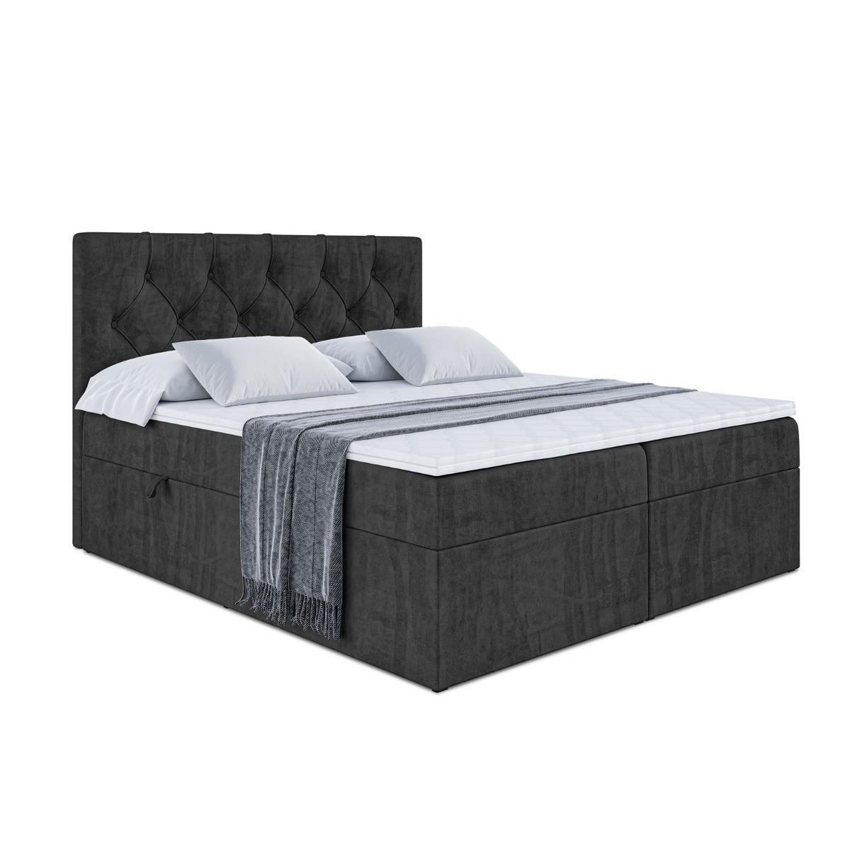 BOXBETT mit Matratze H4 und Lattenrost - MIRAGE - 160x200 - H4 - Schwarz - Schwarz, Holzwerkstoff (160/200cm) - ALTDECOR