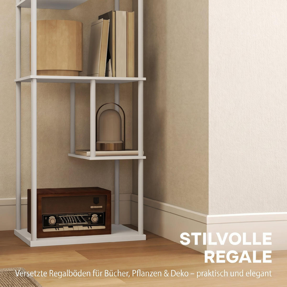 STEHLAMPE MDF, Metall Weiß - Weiß, Holzwerkstoff (40/29/171cm) - HOMCOM