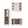 BADMÖBEL-SET Fynn Goldkraft Eiche 3 Teile, mit Midischrank Tür klein - Anthrazit/Eiche Wotan, Holzwerkstoff (60/54/32cm) - Vicco