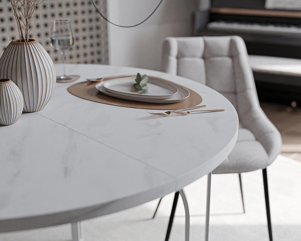 AUSZIEHTISCH ASTRO 100/76 cm, Weiß / Bianco (Weiß) - Perlmutt/Weiß, Holzwerkstoff/Metall (100/100/76cm) - Idohome