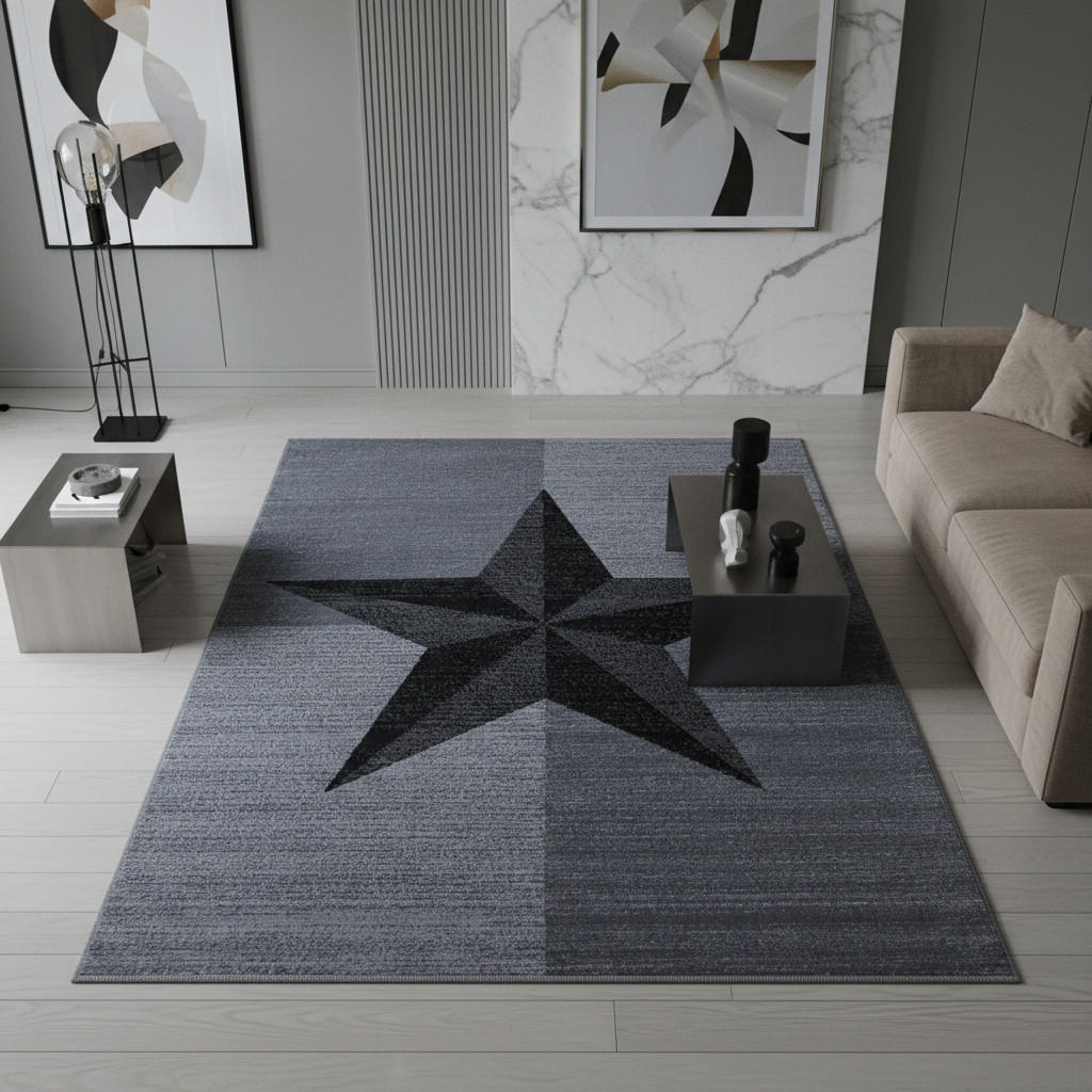 Thumbnail - Kadima Design Teppich, Grau, Textil, Stern/Sternzeichen, Rechteckig, 140x200 cm, pflegeleicht, Teppiche & Böden, Teppich...