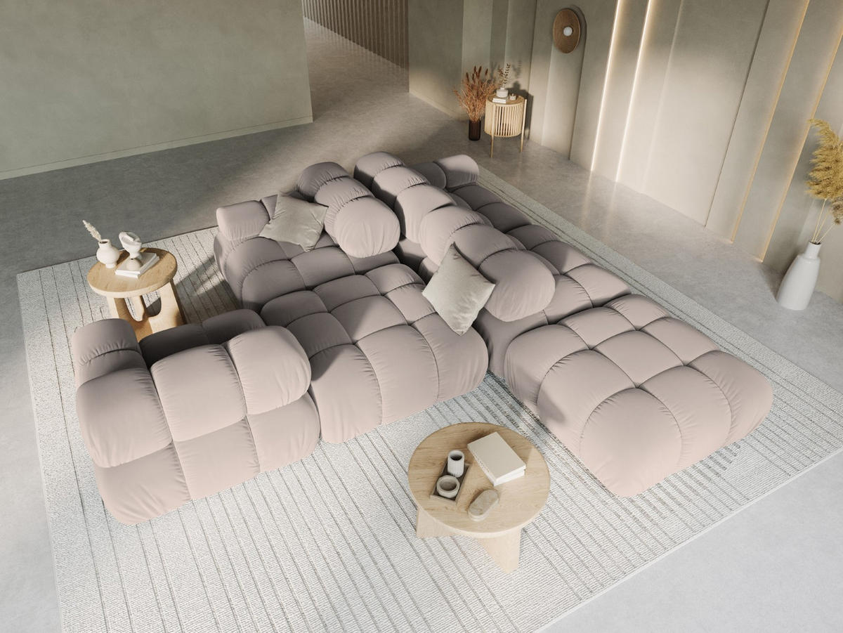 MODULARES-SOFA links Bellis aus Samt beige 4 Sitzplätze - Beige, Textil (94/63/282cm) - Micadoni