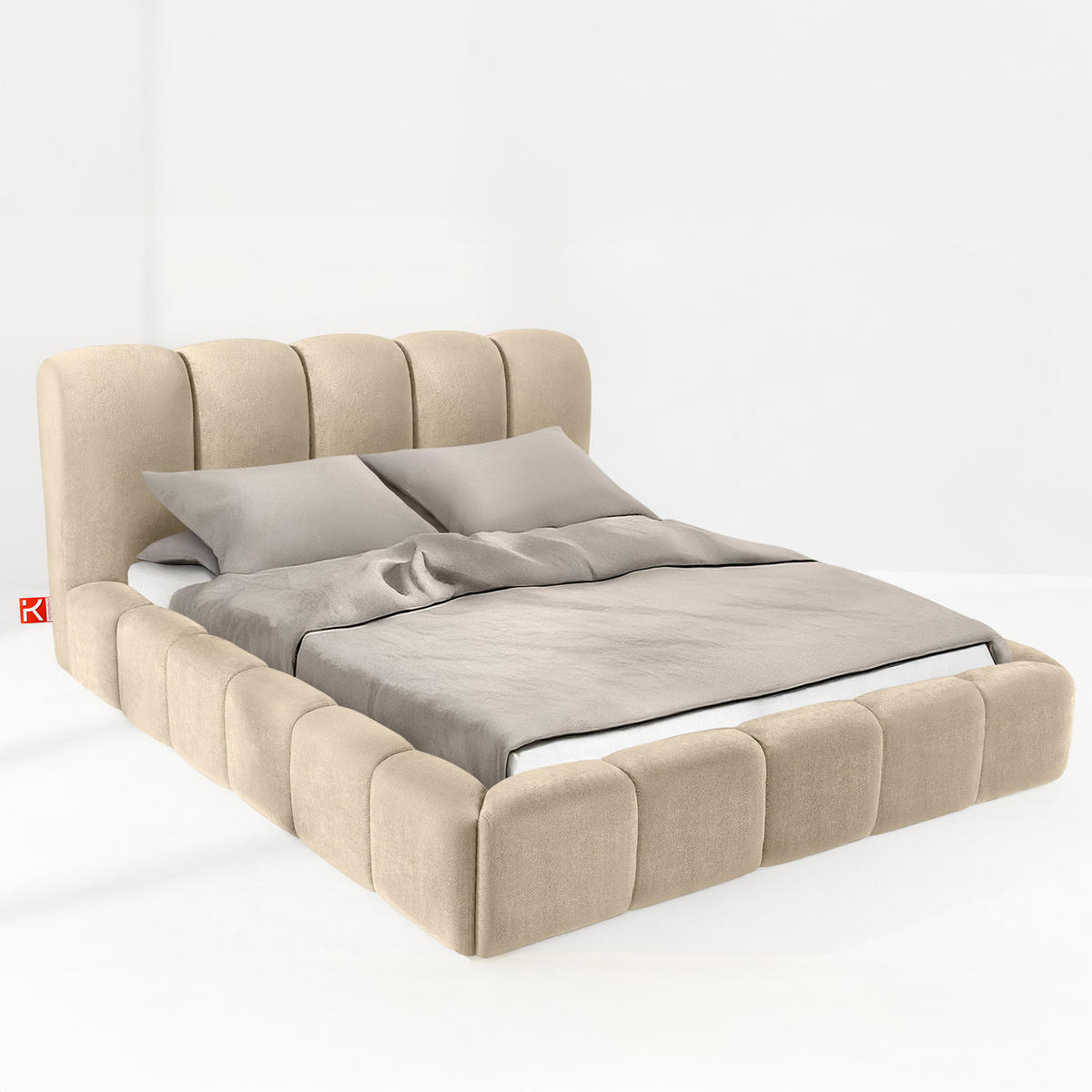 POLSTERBETT MERIDE Chenille, Beige - Beige/Schwarz, Holz/Textil (180/200cm) - KONSIMO®