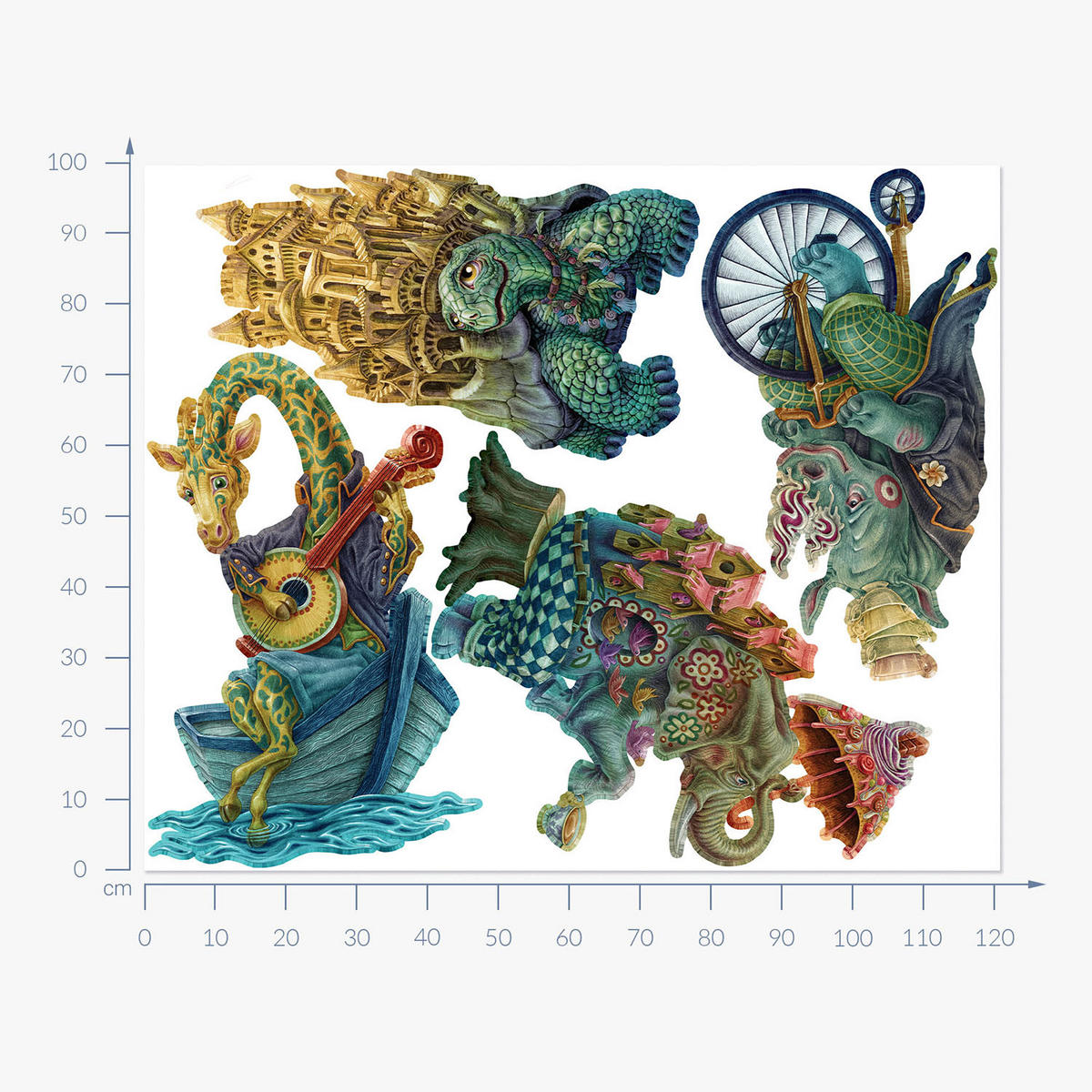 WANDAUFKLEBER 100x122cm - Märchenwesen - Multicolor, Kunststoff (100/122/0.1cm) - Wallfluent