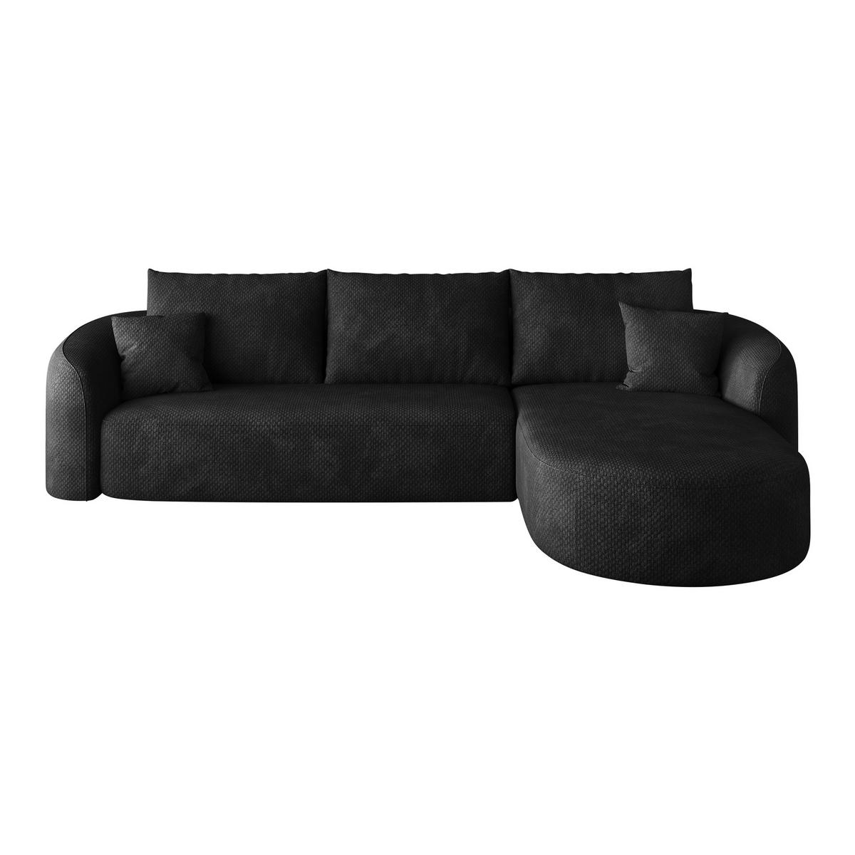 ECKSOFA DE-34817 2-Sitzer Chaiselongue rechts Schwarz - Schwarz, Textil (168/266cm) - ComfortXL