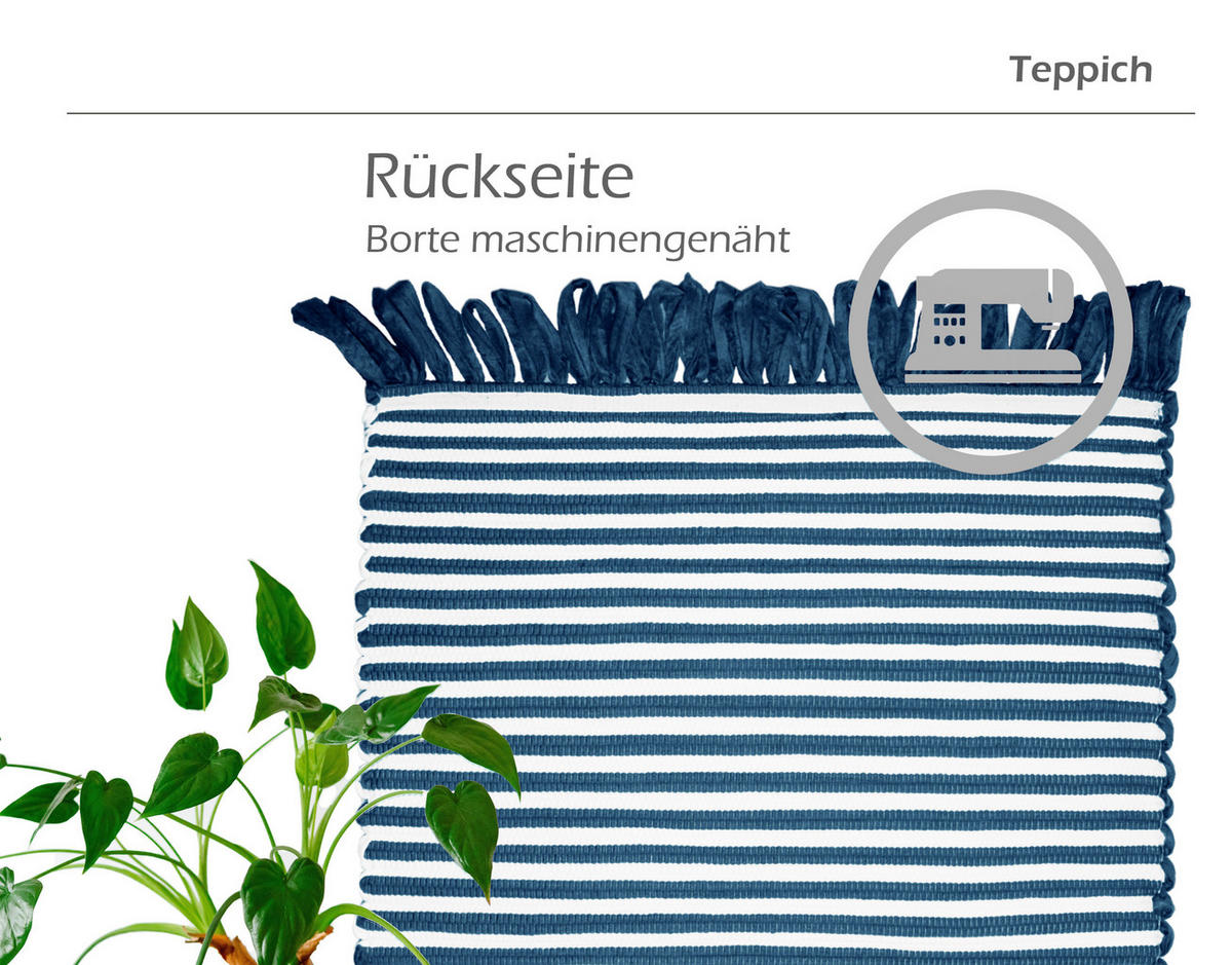 HANDGEWEBTER Läufer 50x70 cm Kosmos - Blau, Naturmaterialien/Textil (50/70cm) - Lashuma