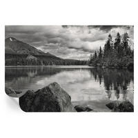 FOTOTAPETE 104x70 cm - Bergpanorama - Schwarz, Textil (104/70cm) - Wallfluent