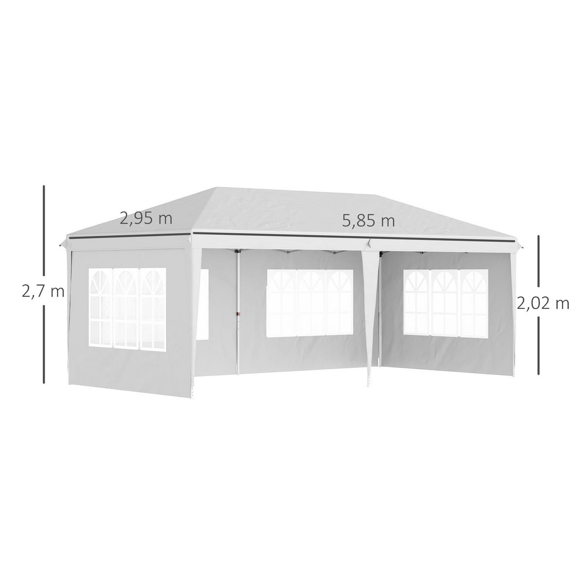 FALTPAVILLON, Blau, Stahl, Oxford - Weiß, Metall (295/270/585cm) - Outsunny