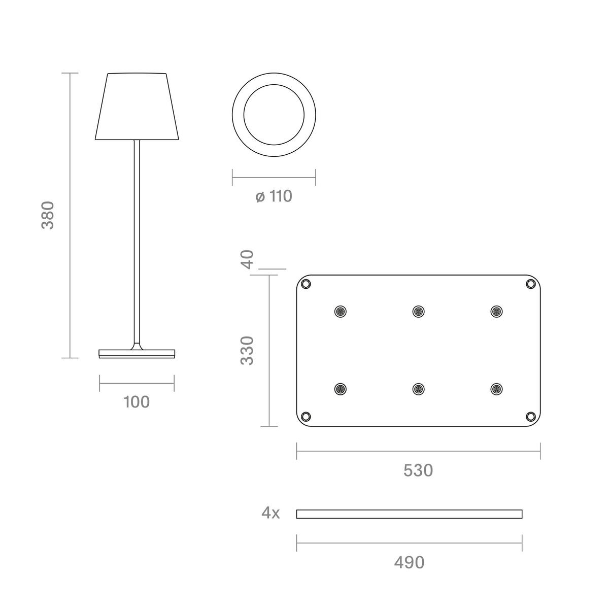 LED Akku-Tischlampe, Nuindie 3.0 6er-Set mit Ladestation, glutorange - Orange, Metall (38/10/38cm) - Sigor