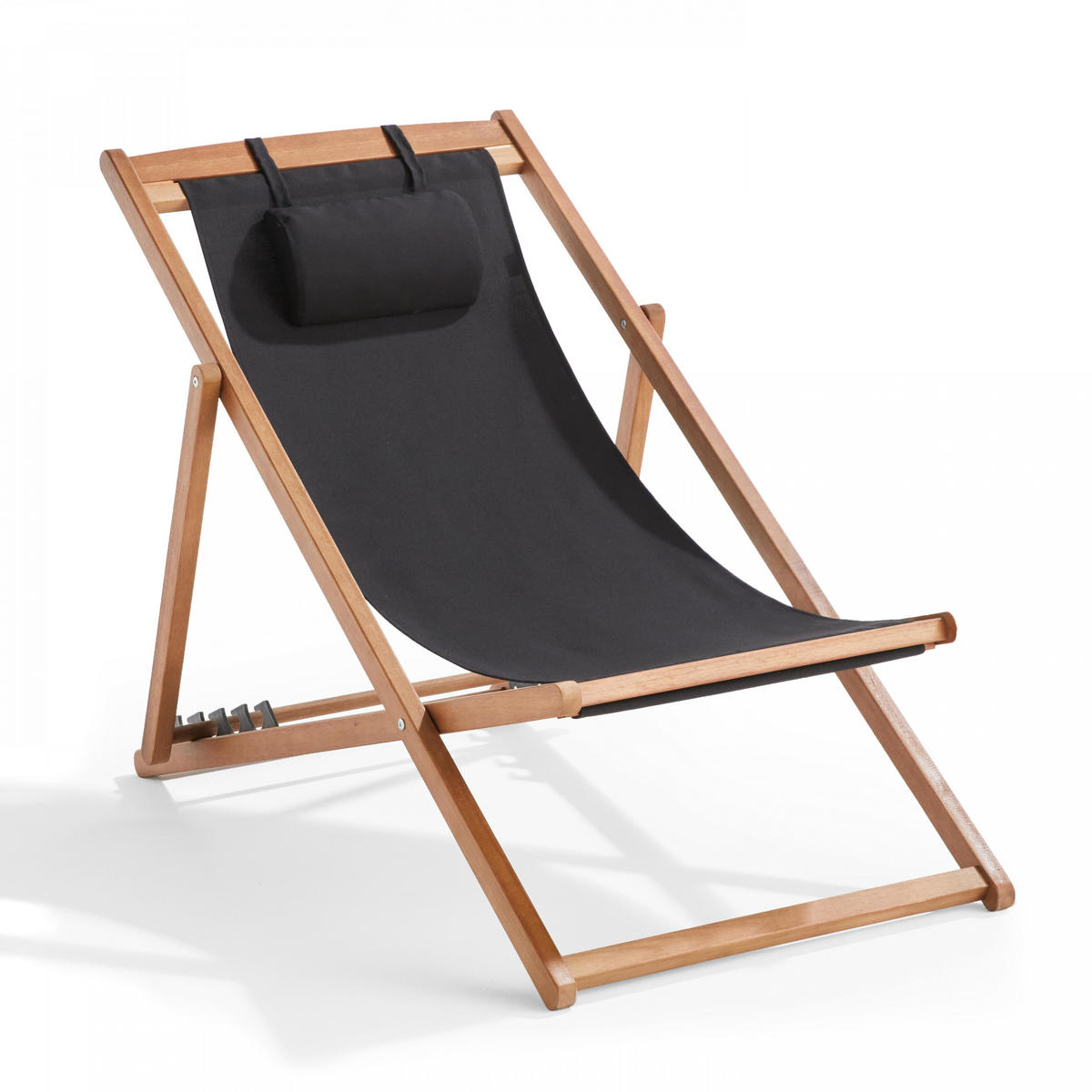 LIEGESTUHL 2-tlg., Schwarz - Schwarz, Holz (62/88/105cm) - Oviala