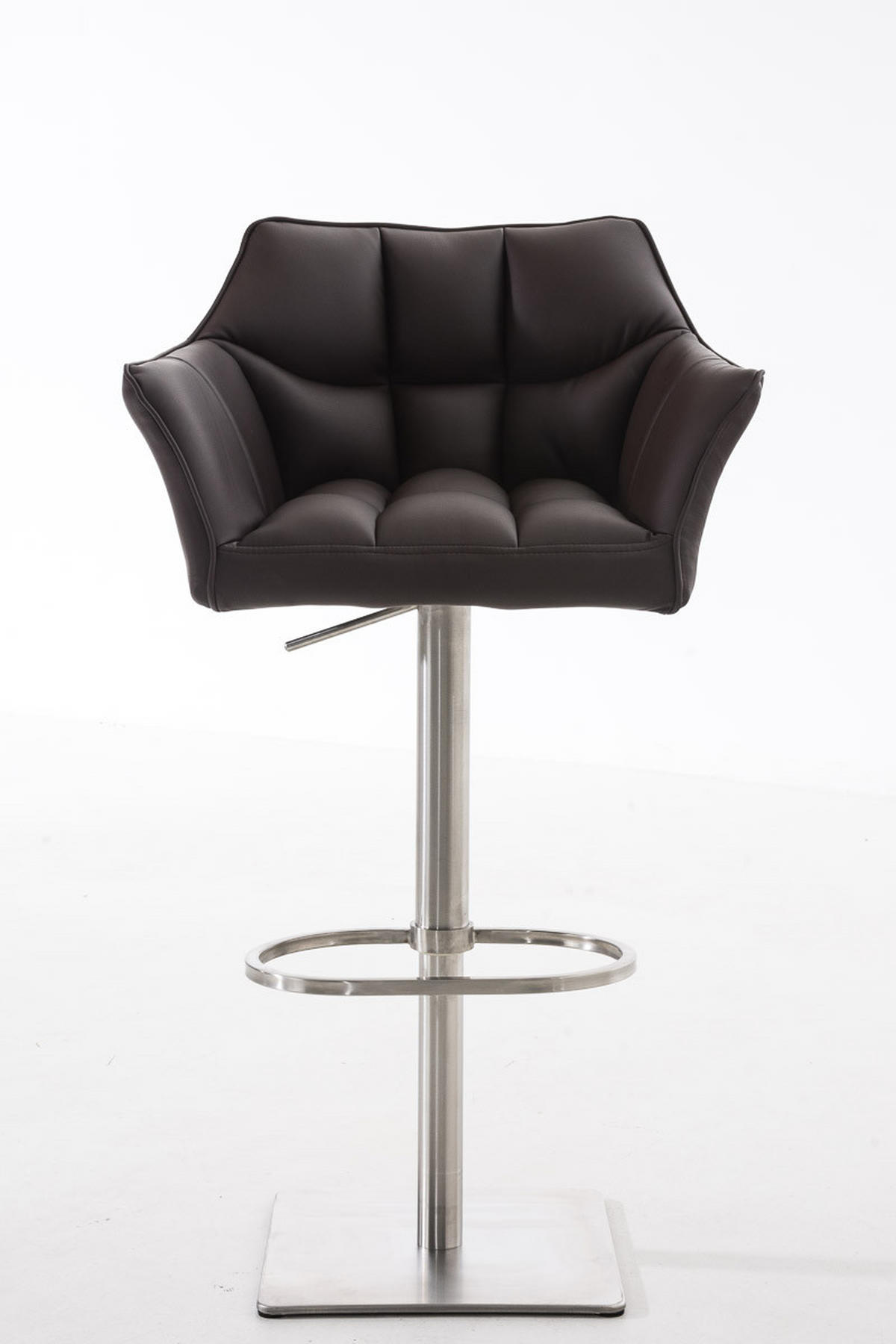 BARHOCKER 2er Set Lederlook Braun - Edelstahlfarben/Braun, Textil/Metall (64/88/45cm) - CLP