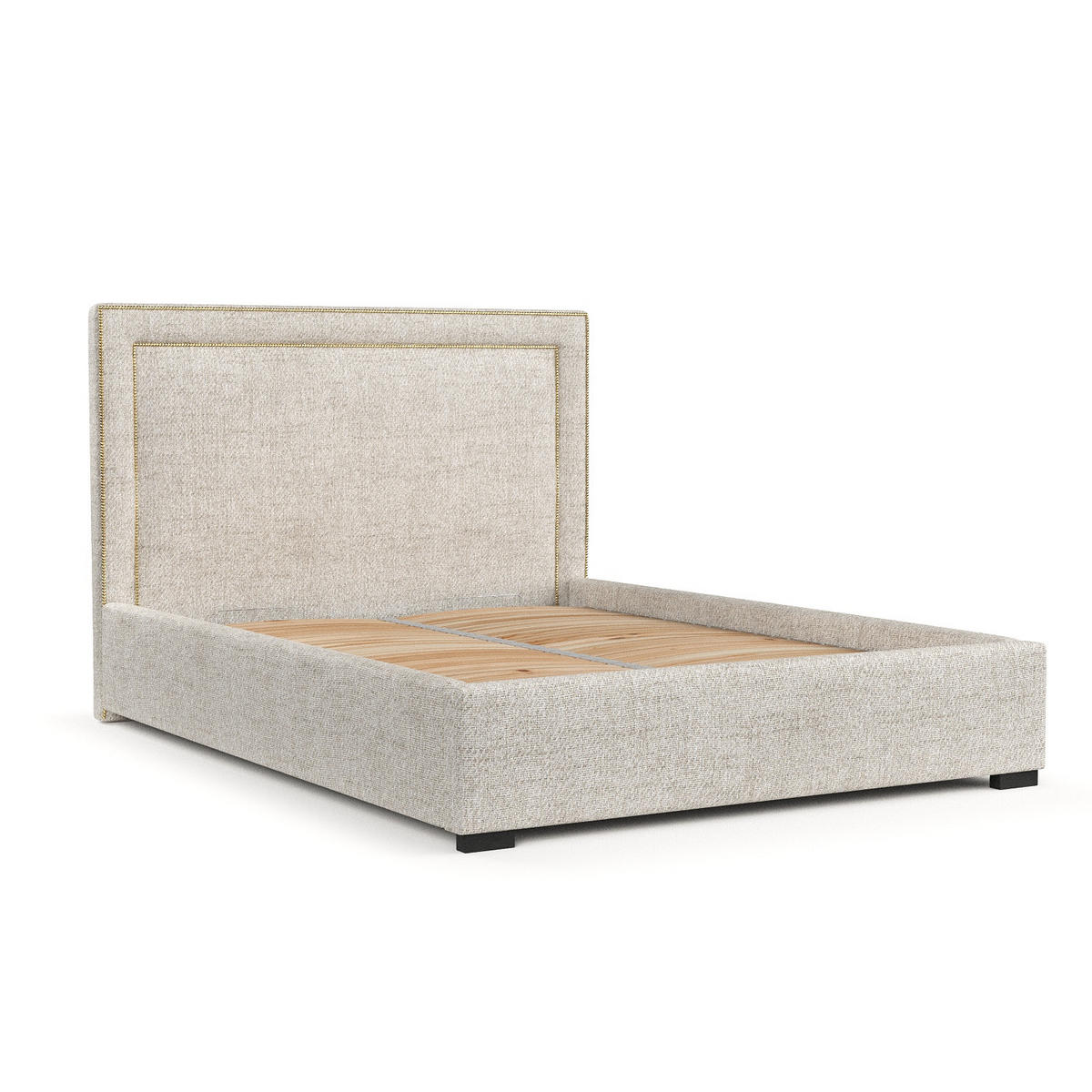 POLSTERBETT Como Creme 140/200 cm im Webstoff - Creme/Schwarz, Holz/Holzwerkstoff (140/200cm) - Maison de Reve