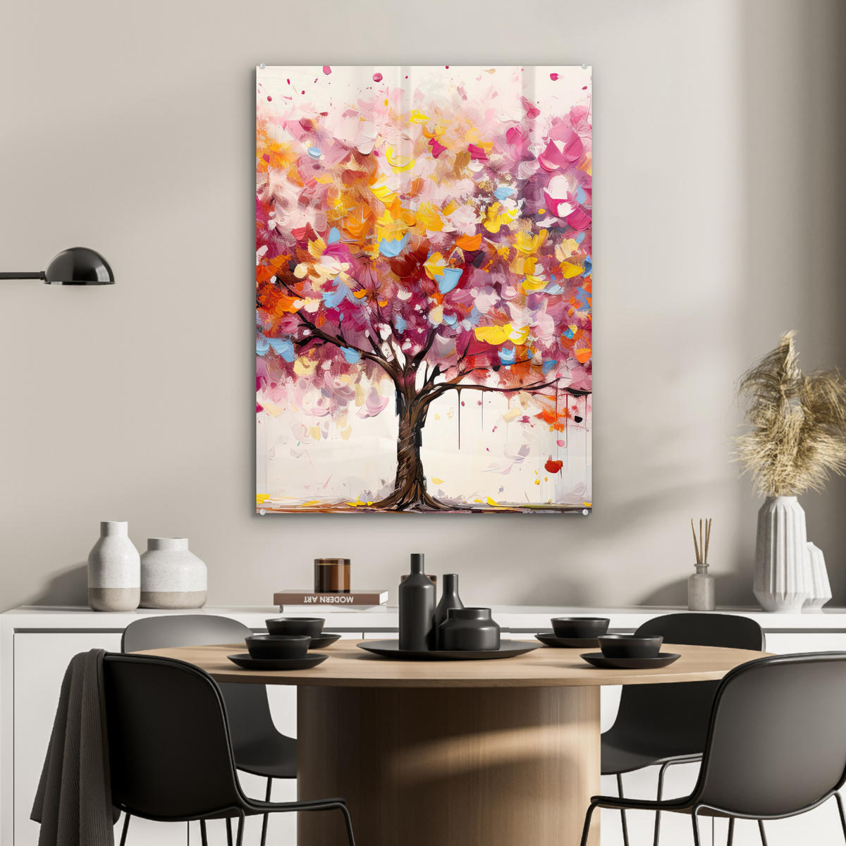 OBRAZ NA AKRYLOVOM SKLE Akvarel - Strom - Umenie - Abstraktné 60x80 cm - viacfarebná, sklo (60/80cm) - MuchoWow