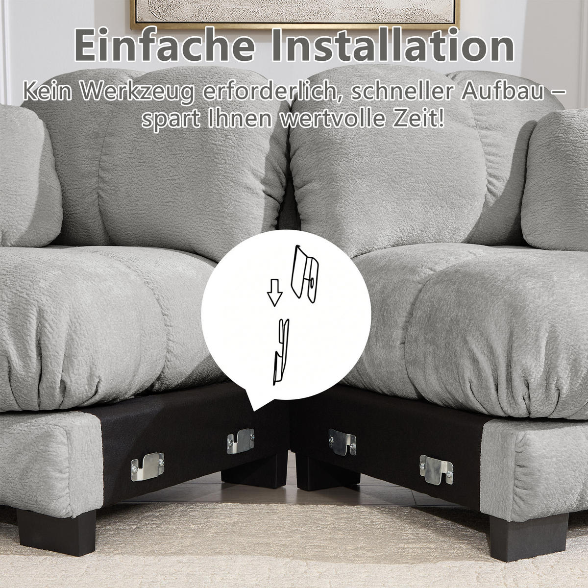 3-SITZER-SOFA DE-34384 Steppdesign und 2 Dekokissen Hellgrau - Hellgrau, Textil (86/90/260cm) - ComfortXL