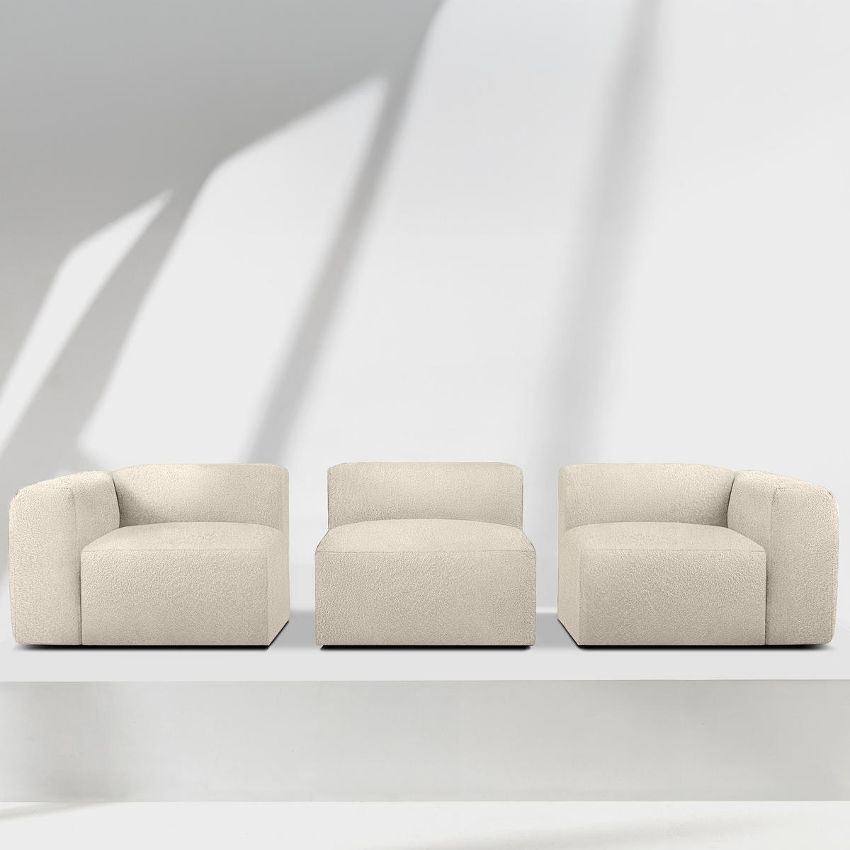 3-SITZER SOFA BUFFO, Hellbeige - Beige, Holz/Holzwerkstoff (290/73/96cm) - KONSIMO®