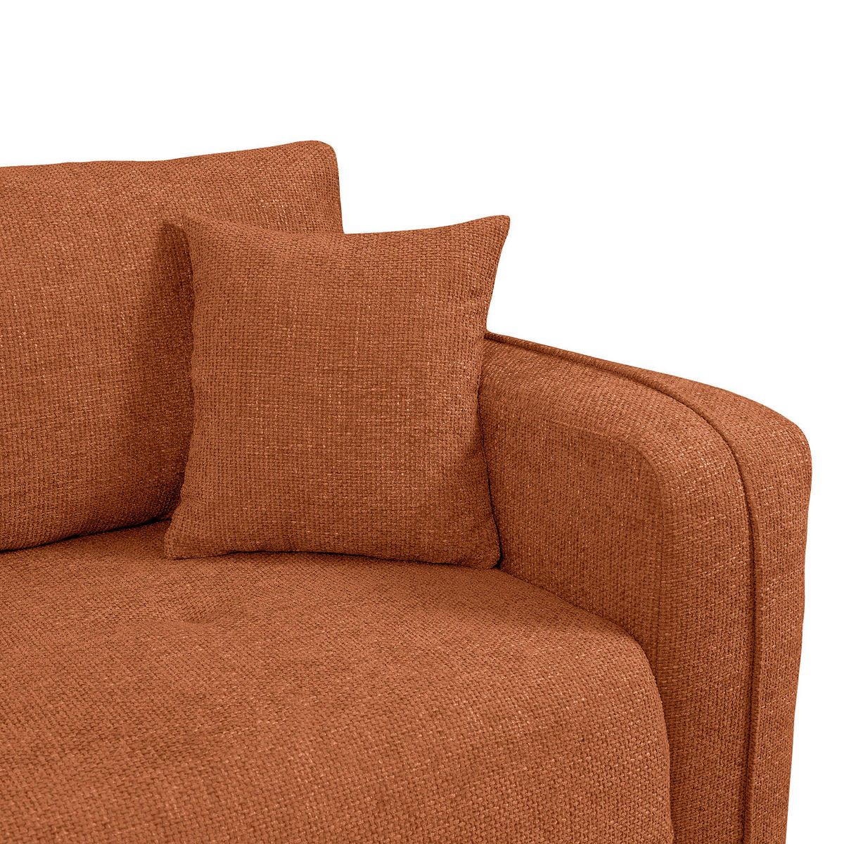 ECKSOFA mit Schlaffunktion - 244 cm - Terracotta/Schwarz, Kunststoff/Textil (244/145cm) - home24