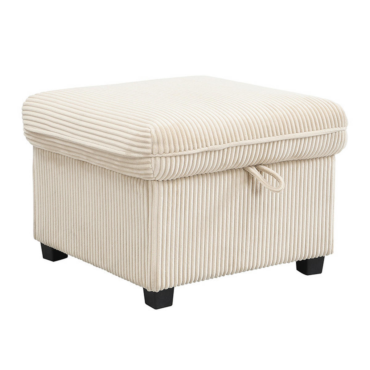 WOHNLANDSCHAFT U-Form mit Schlaffunktion und Staufunktion in Beige Cord 200/130/80 cm - Beige, Kunststoff (188/86/186cm) - OKWISH