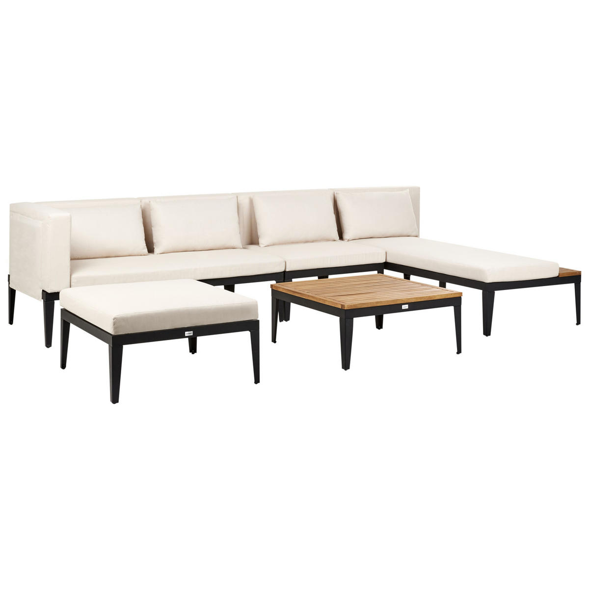 LOUNGE-SET 4-Sitzer Beige Bracciano - Hellbraun/Beige, Holz - Beliani
