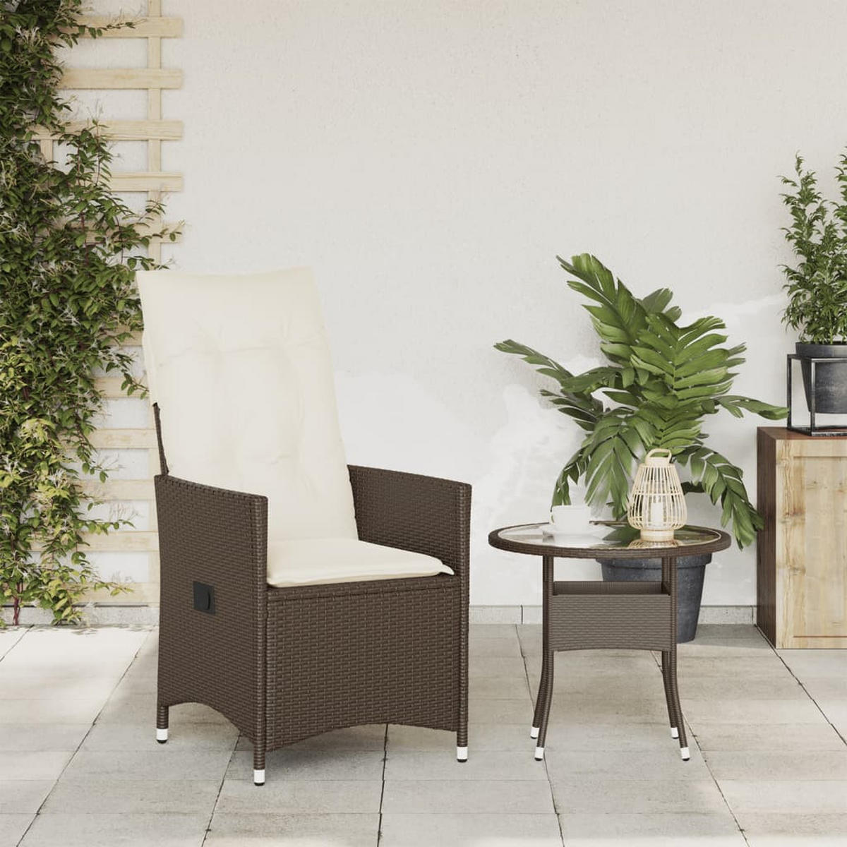 GARTENSESSEL Verstellbar Mit Kissen Braun Poly Rattan - Braun, Kunststoff (59/110/56cm) - vidaXL