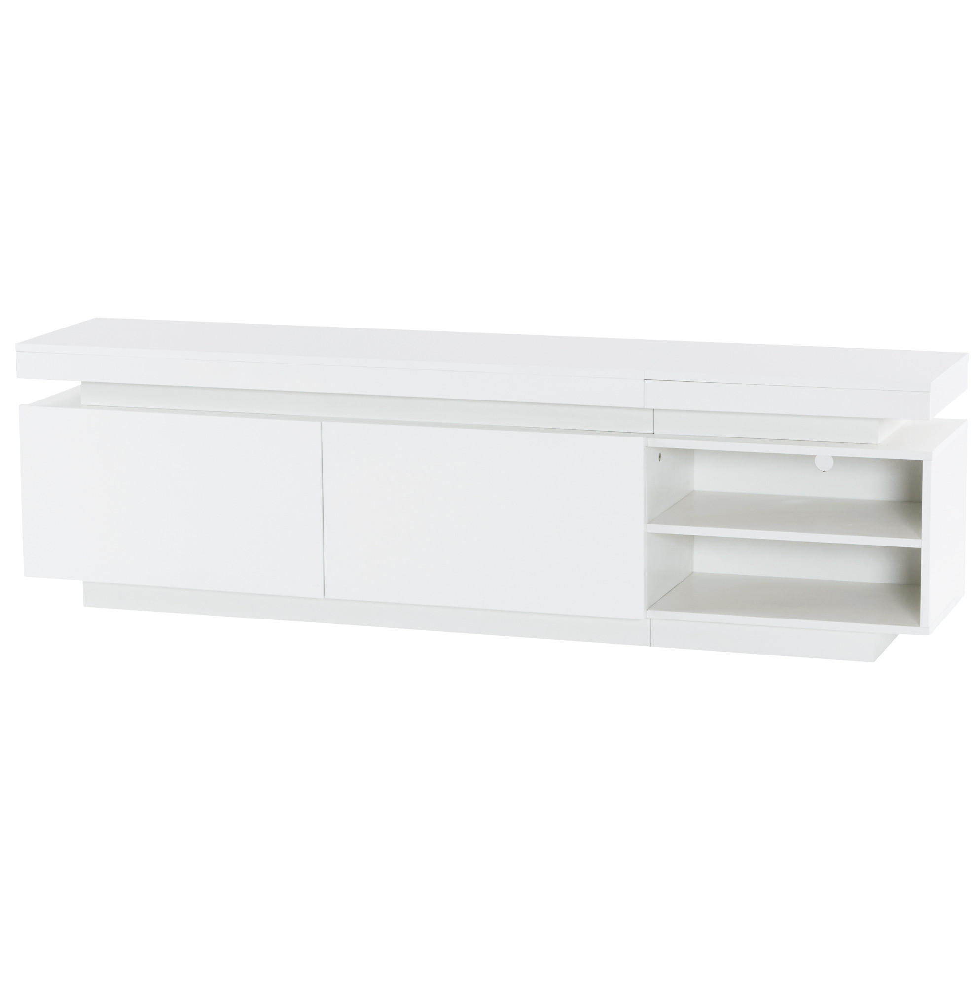 TV-LOWBOARD 170/35/50 cm mit LED-Beleuchtung, Kabelmanagement und Stauraum aus Spanplatte, Weiß - Weiß, Holzwerkstoff (170/50/35cm) - Redom