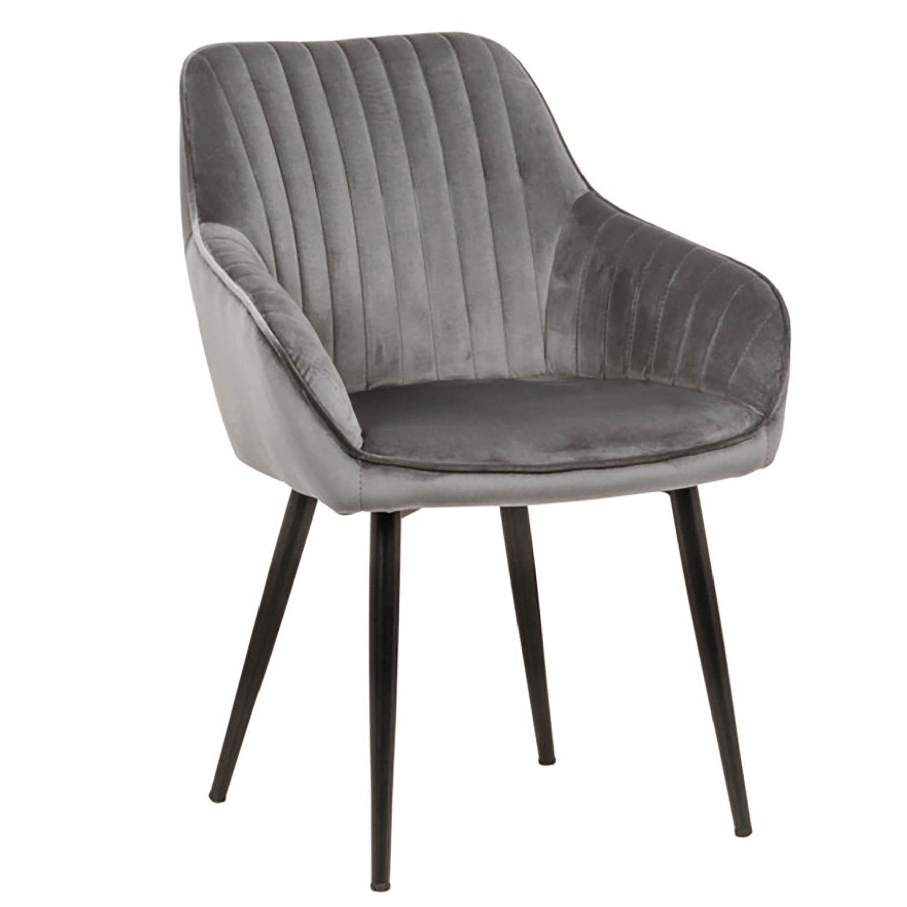 ARMLEHNSTUHL TURIN Samt Silbergrau - Silberfarben/Schwarz, Textil/Metall (60/84/61cm) - riess-ambiente