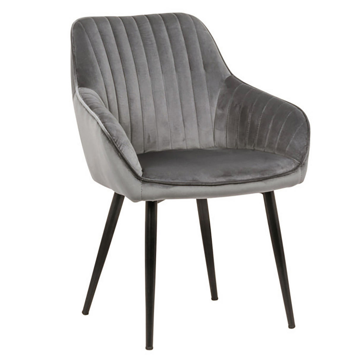 ARMLEHNSTUHL TURIN Samt Silbergrau - Silberfarben/Schwarz, Textil/Metall (60/84/61cm) - riess-ambiente