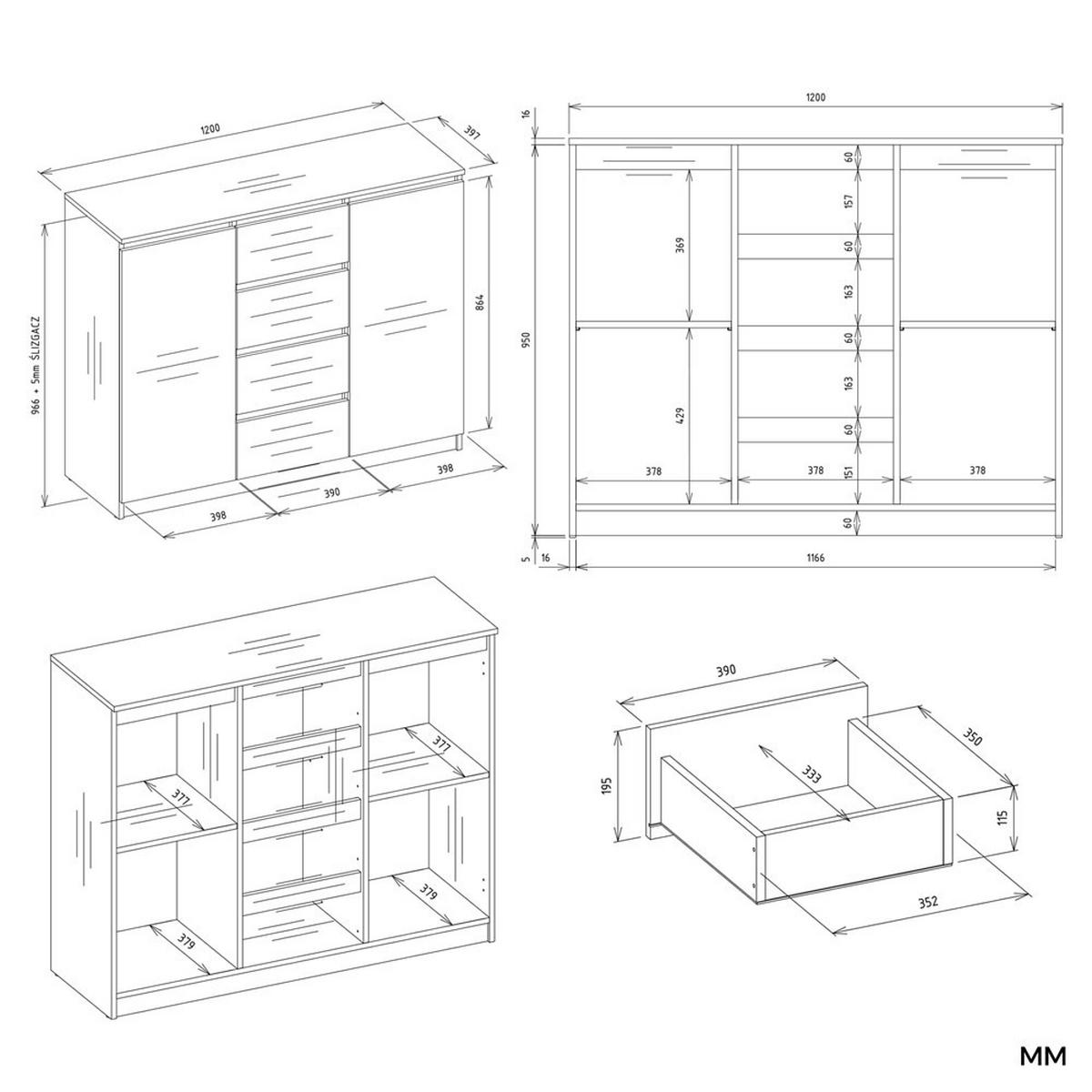 KOMMODE Kaschmir 120/97/40 - Kaschmir, Holzwerkstoff (120/97/40cm) - RAUMHIRSCH FURNITURE